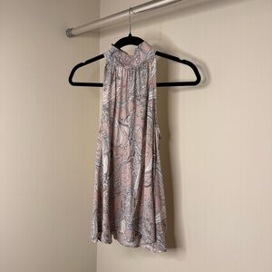 Ricki's Blush and Cream Paisley High Neckline Blouse | Turtle Neck Elegant Top